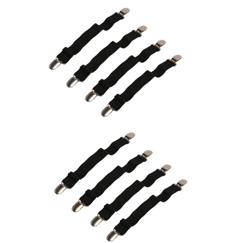 Sangles de Support de Drap de Lit, Pinces de Drap D'Angle, Attaches de Drap Réglables élastiques Pinces de Drap pour Matelas (8PCS)