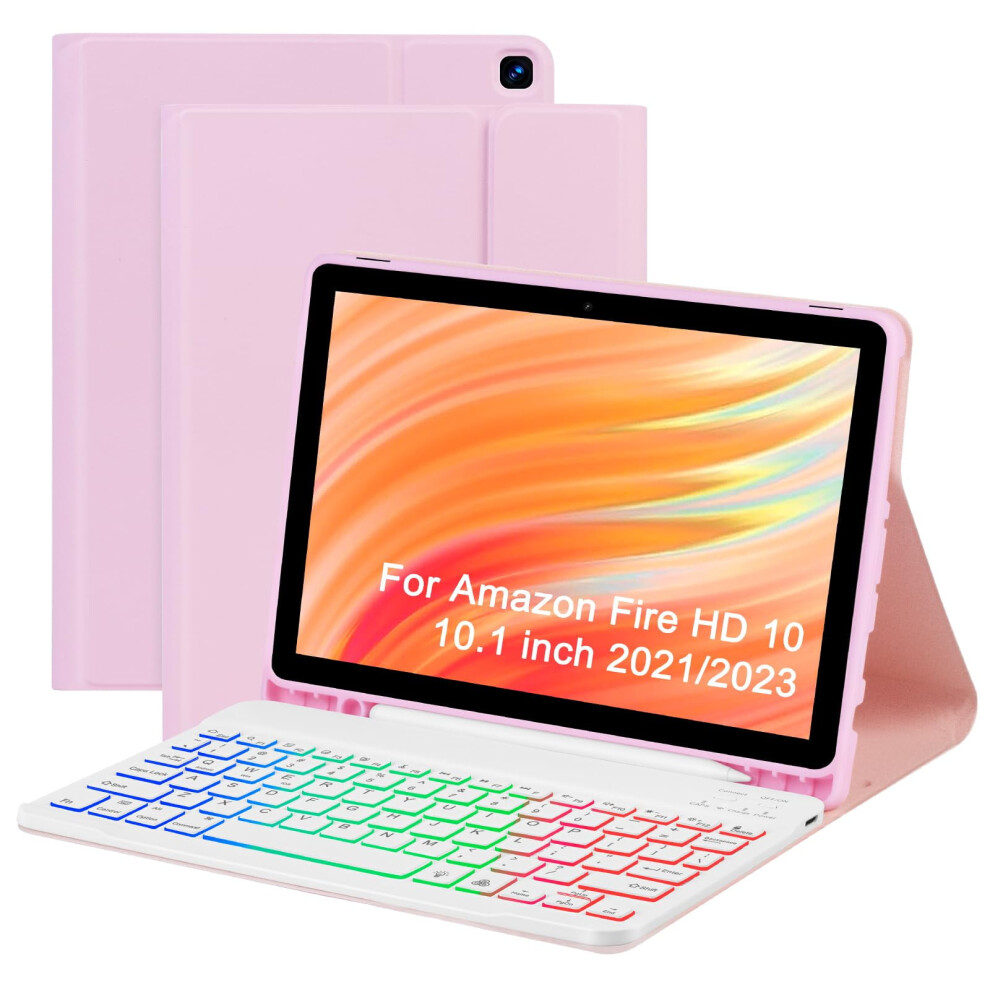 Rainbow Backlit Keyboard Case For Kindle Fire Hd 10 10.1 941196137814