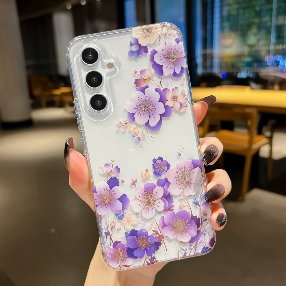Samsung Galaxy S22 Clear Case Flower Embossed Pattern Purple 941196124272