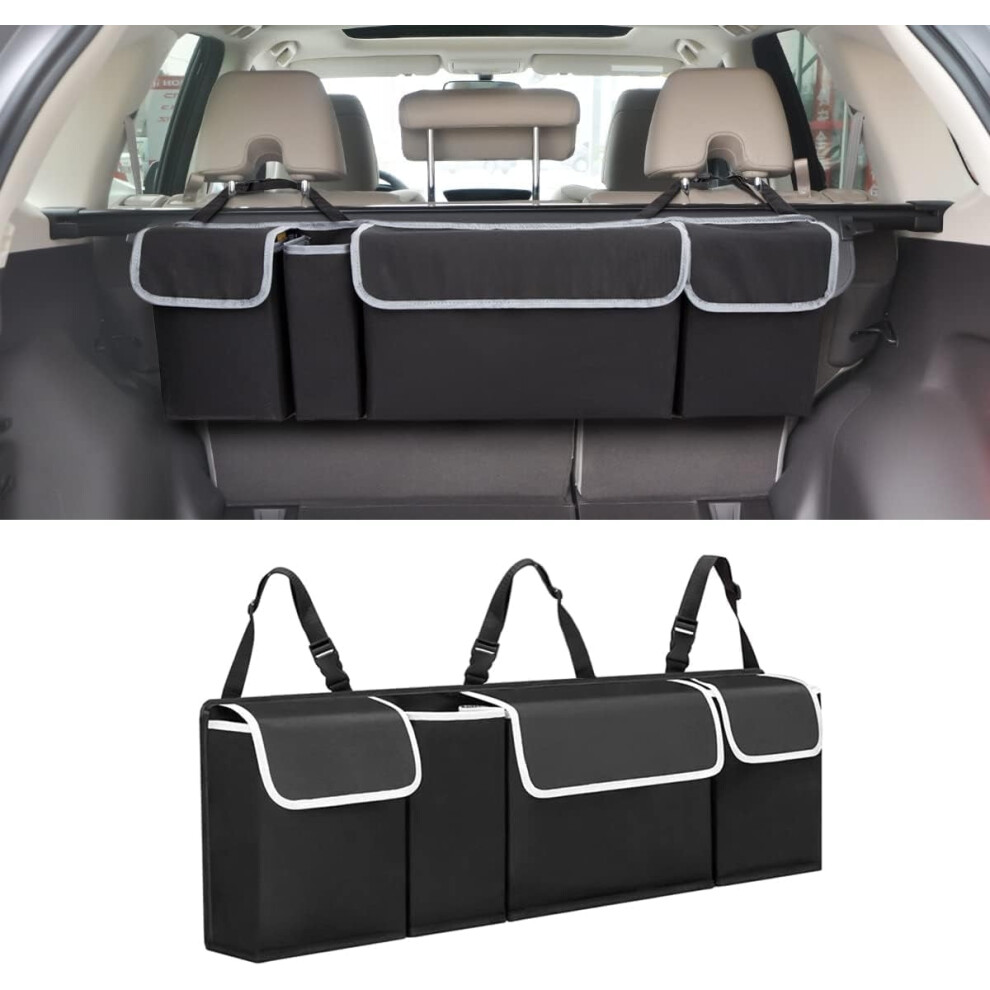 Car Trunk Organizer Waterproof Collapsible 4 Pockets Black 9152228050419
