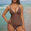 Brown Plus Size Bikini Set with Lace Trim XL 4