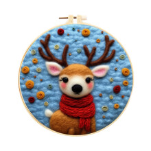 Punch Needle Kit Deer Design 20cm Compatible with ANMUYUM