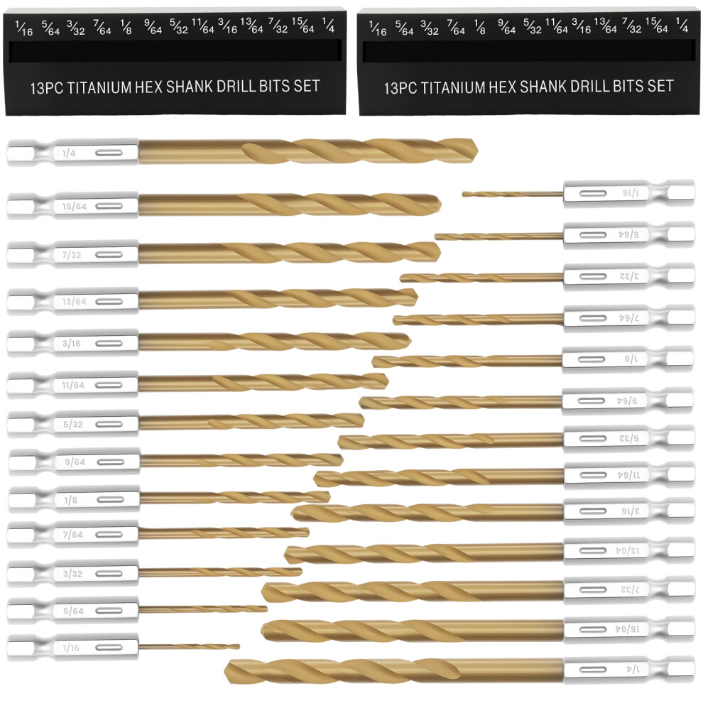 Hex Shank Drill Bit Set Hss Titanium Coated 10 Pcs 941196145826