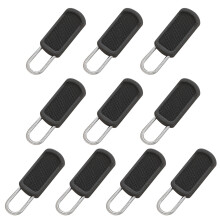 Black Removable Zipper Pullers Set – Rubber and Metal, 10