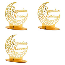 3 Pièces Acrylique Eid Mubarak Décoration de Table, Ramadan Moon Night Light, Ramadan Mubarak Décoration, Moon Star Ramadan