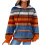 Women's Waffle Knit Hoodie Rainbow Drawstring Long Sleeve 1