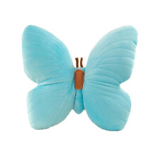 Blue butterfly-shaped throw pillow with lace trim 1 piece