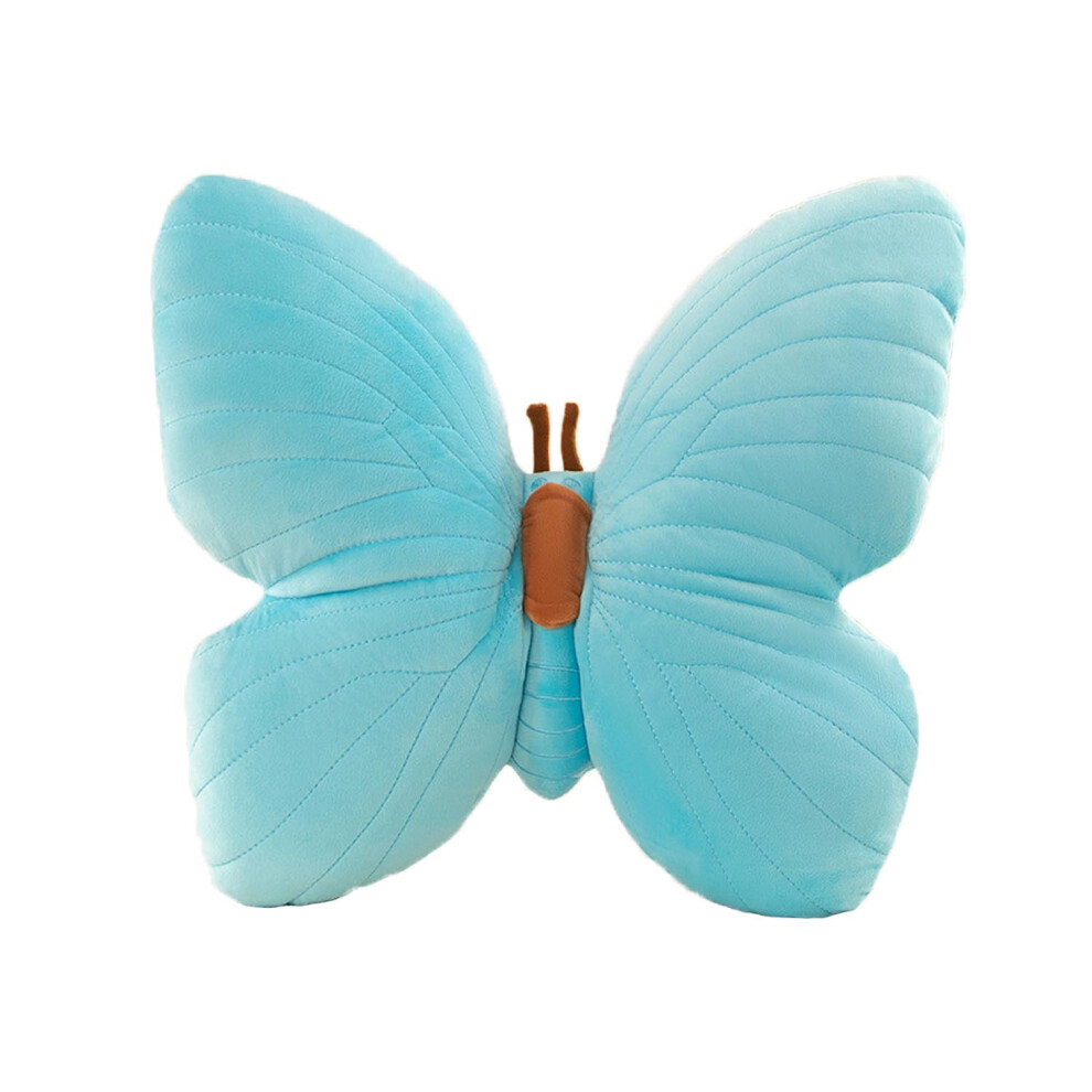 Blue butterfly-shaped throw pillow with lace trim 1 piece