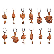 Chinese Zodiac Rabbit Wooden Pendant Keychain