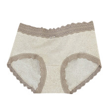 Women's cotton high-waisted bikini panties with lace edge,