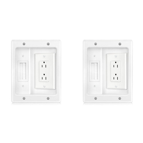 Recessed Outlet Box Kit for TV Power and Low Voltage Cables