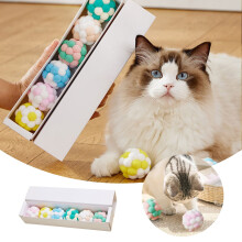 Cat Toy Balls Set Soft Fuzzy Plush 4 Pcs