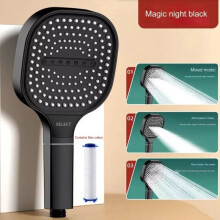 Shower Head Black 13 cm 3 Modes Universal