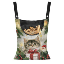 Sac à linge suspendu avec pince à linge et crochet, motif chat de Noël
