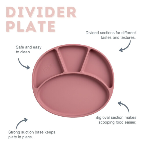 BIBaDO  Silicone Suction Divider Plate Blush  Toddler Plates  Help Dev 2