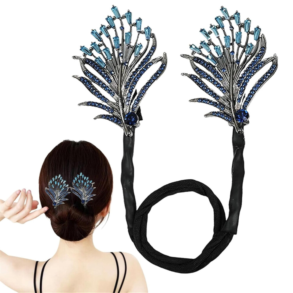 Rhinestone Flower Hair Clip Ocean Blue Whale Tail Design