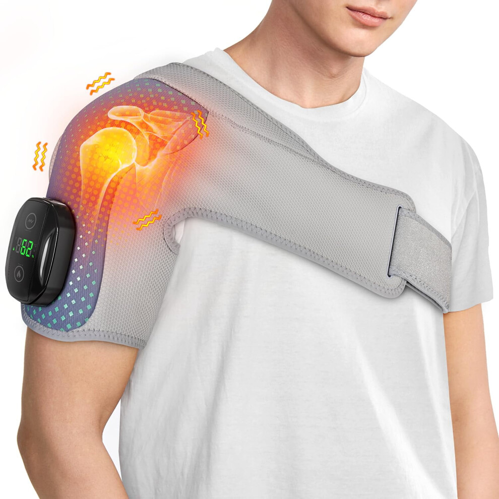 Heated Shoulder Massager Wrap Cordless Vibrating Adjustable