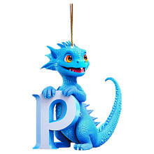 Christmas Tree Pendant Blue Baby Dragon A-Z Acrylic 26