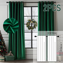 Dark Green Velvet Blackout Curtains 2 Panels Grommet Top