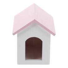 Pink Dollhouse Puppy Mini House for Crafts Indoor Display