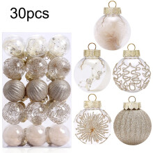 Christmas Balls Ornaments Gold White 30 pcs 6 cm