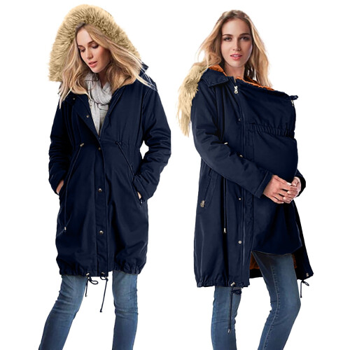 Women's Maternity Puffer Jacket Hooded Winter Parka with 2