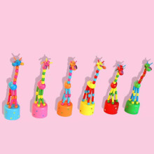 Wooden Giraffe Push Puppet Educational Toy Set 6 Pack