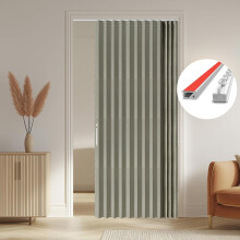 Blackout Accordion Door Magnetic Folding Curtain Grey 53"W