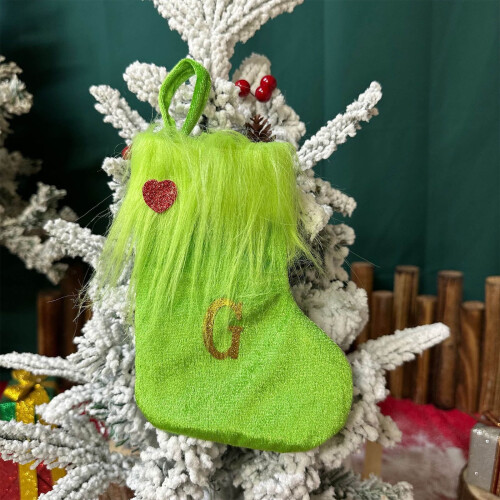 Stickad julstrumpa i ullblandning 30x18 cm