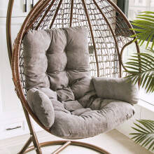 Egg Chair Cushion Gray High-Back Thick Indoor Outdoor