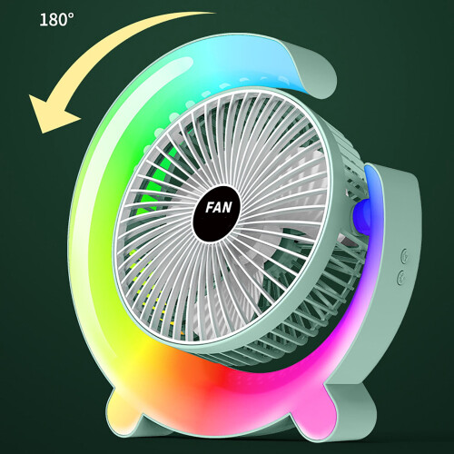 Ανεμιστήρας γραφείου USB RGB με λάμπα 8 χρωμάτων LED περιστροφής 360 2