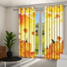 Aofoto Autumn Curtain Orange Fall Leaves Pumpkin Rustic