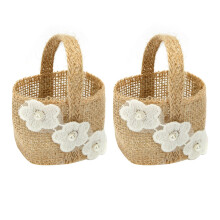 Panier à bonbons en toile de jute, support de rangement romantique pour mariage, 4 pièces