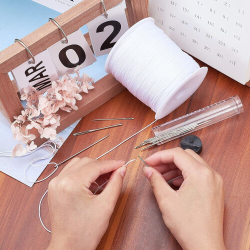 Κιτ DIY με βελόνες ραψίματος από σίδερο, νάιλον νήμα, πλαστικό σωλήνα με μαύρο 2