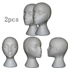 Foam Head Mannequin for Wigs and Glasses Display 2 pcs