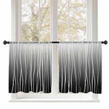 Sheer Curtains Black Wave Gradient on White 52x54 Inch