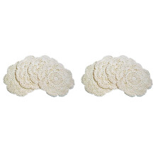 8PCS 8.6 Inch Doilies Crochet Round Lace Doily Handmade Placemats Cotton Crocheted Coasters (Beige)