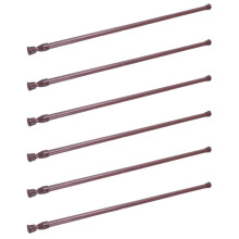 6X Extendable Telescopic Spring Loaded Net Voile Tension Curtain Rail Pole Rods,55-90Cm,Wood Color