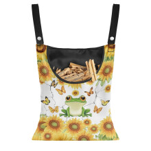 Sac de rangement pour pinces Ă linge en forme de grenouille et de tournesol avec boutons-pression