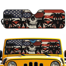 Skull American Flag Windshield Sun Shade for Jeep Wrangler