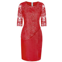 Women's Lace Midi Dress Red Plus Size XXXL