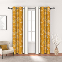 Yellow Flower-Print Blackout Curtains Set of 2, 42" x 84"