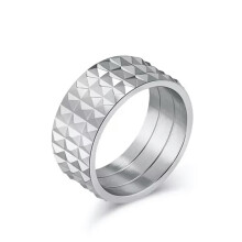 Stainless Steel Thumb Ring Wide Band Rhombus Chunky Silver