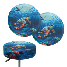 Housse de coussin de chaise Hibiscus Tortue en polyester 2 pièces