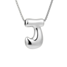Silver Bubble Letter Necklace Personalized Initial Pendant