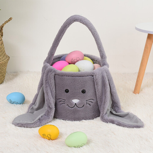 Easter Bunny Basket for Kids Fluffy Egg Hunt Bag 1