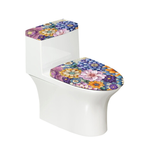 Boho Mandala Blumen-WC-Deckel- und Spülkasten-Set oval