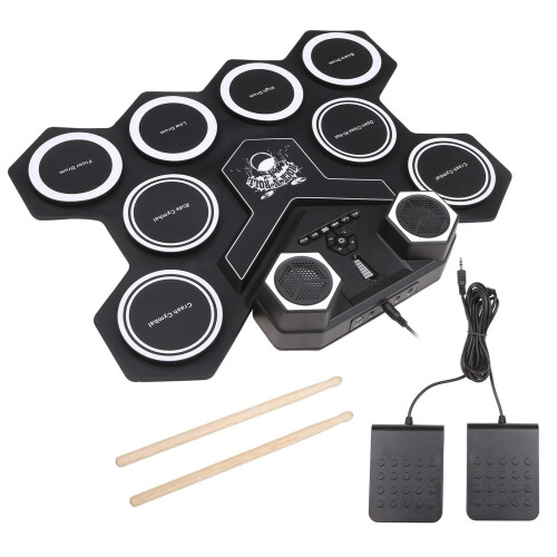 Portable Electronic Drum Set with Stereo Speaker 9 Pads 1
