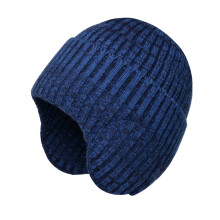 Gorro de inverno masculino em lã tricotada, azul, tamanho único.