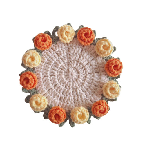 Gehäkelte Blumenuntersetzer, Vintage-Rosen-Design, 4er-Pack 1